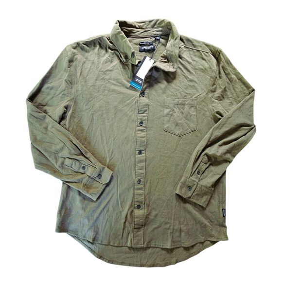 NEW! Kenneth Cole New York Men Techni-Cole Olive Long Sleeve Button Up Size L - Picture 1 of 9